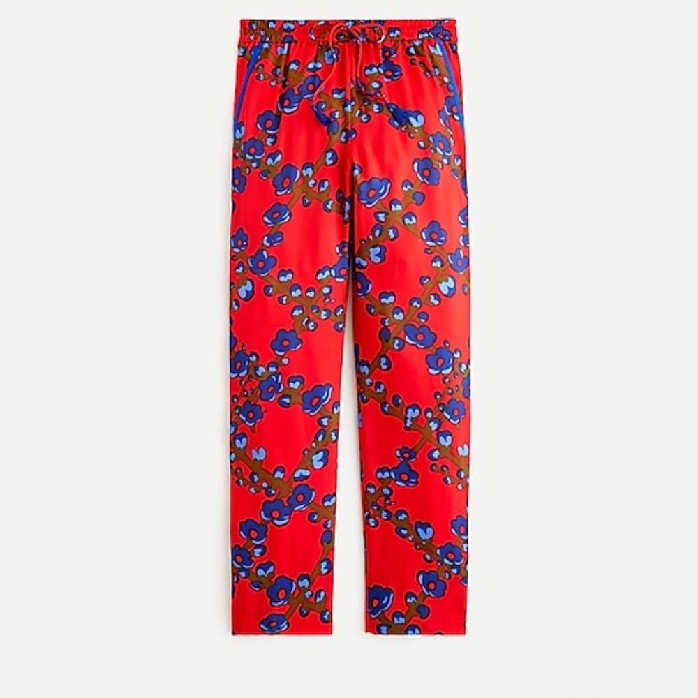 J. Crew Drapey Pull-On Pant in Lattice Floral Print Size 2